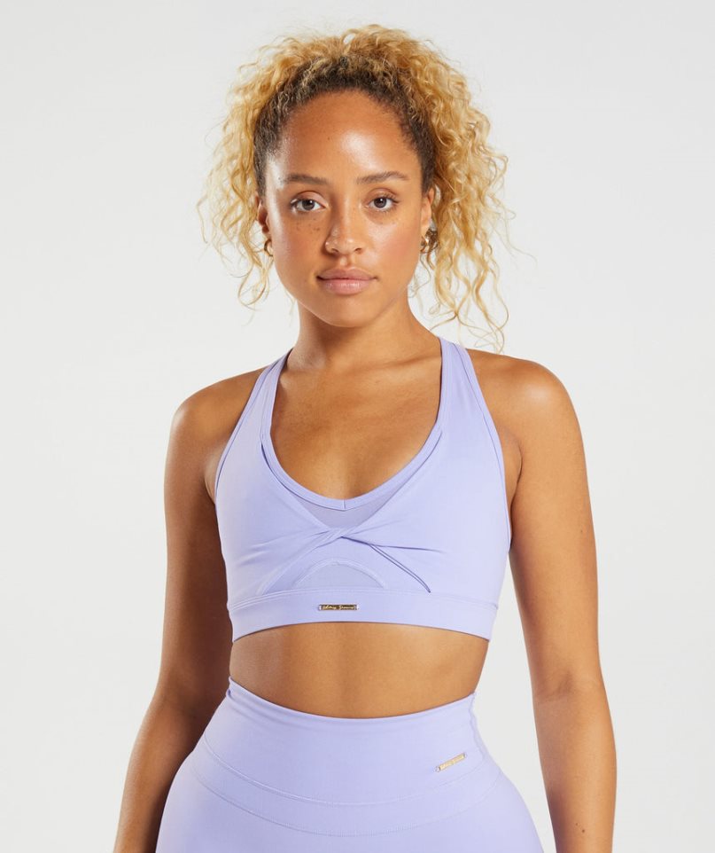 Women's Gymshark Whitney Mesh Sports Bra Purple | NZ 3QIXDH